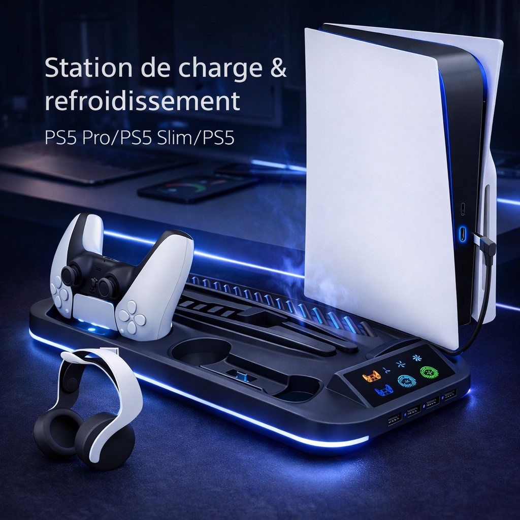 AitecCool™ – Support et Station de Refroidissement PS5 Slim/Pro