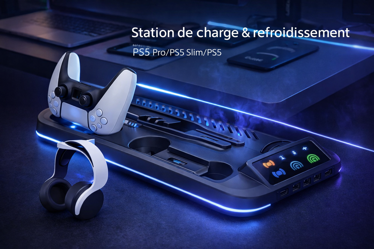 AitecCool™ – Support et Station de Refroidissement PS5 Slim/Pro